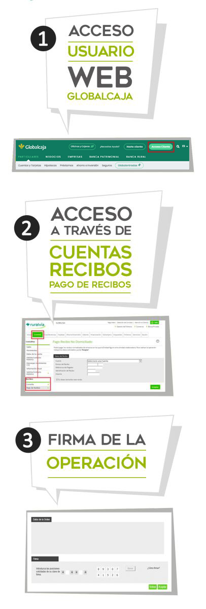 Pago de recibos con ruralvía web