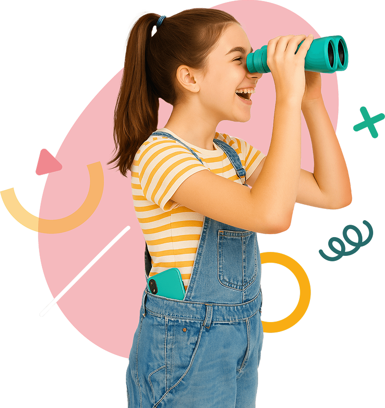 Niña con prismáticos