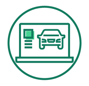 Vector de un coche en un documento de tasación del vehículo en el seguro de automóvil de Globalcaja